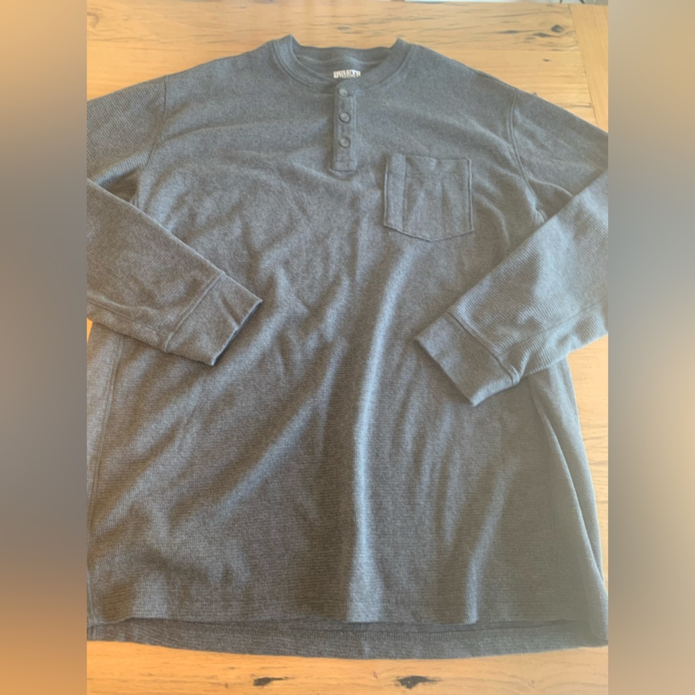 Duluth Henley Long Sleeve Gray Waffle Tee Men’s 2XT Preowned‎